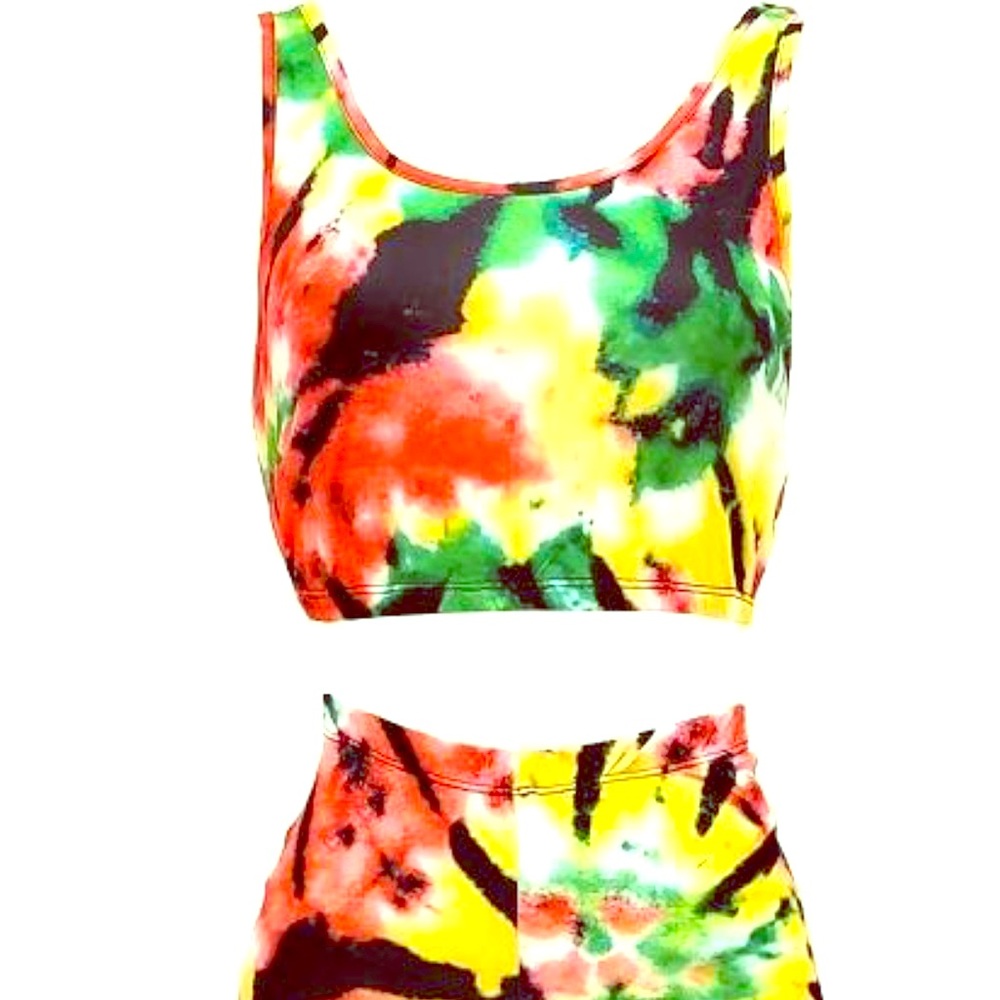 Plus Size tie dye biker set
